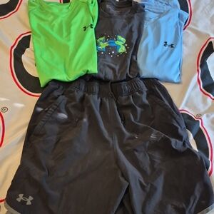 Under Armour Green, Blue, and Black Activewear Set